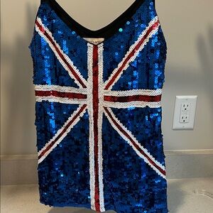 Blue Sequin Union Jack Women's Top